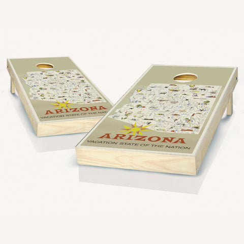 Skip's Garage Arizona Vacation Cornhole Set - 2x4 Boards (All Weather Bags) - Include Hole + Edge Lights + Score