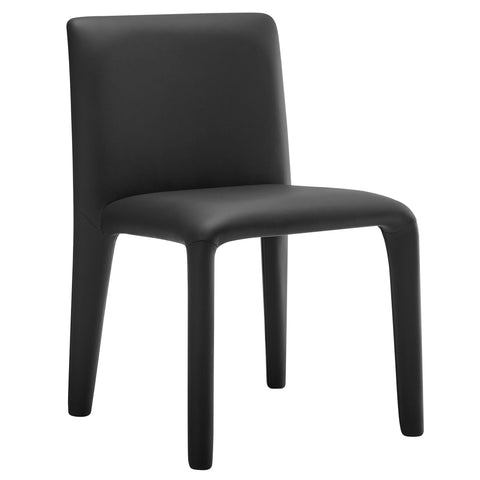 Modway Rhodes Fully Upholstered Dining Chair in Black – Mid-Century Modern Faux Leather Side Chair – Vegan Leather Dining Chair for Living Room