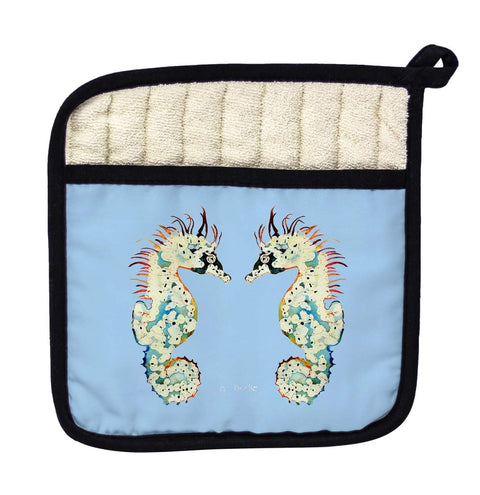 Betsy Drake PT388B Betsys Seahorses Light Blue Pot Holder