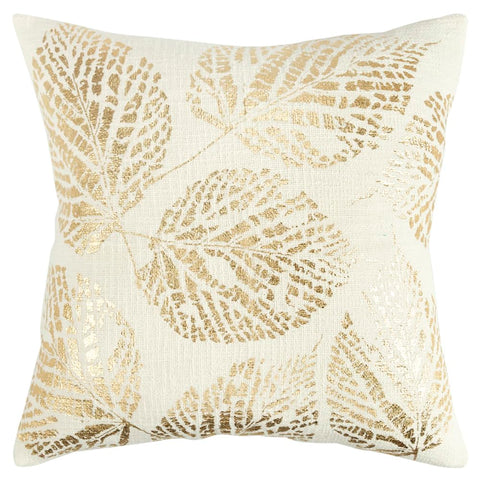 Rizzy Home 20" x 20" Textured Cotton Pillow Cover Slub in Ivory/Gold