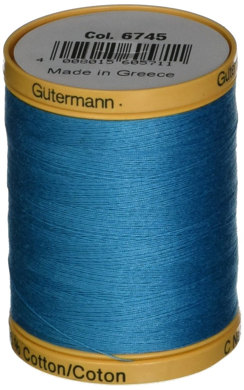 Gutermann Natural Cotton Thread, 800m/875 yd, Aqua Marine