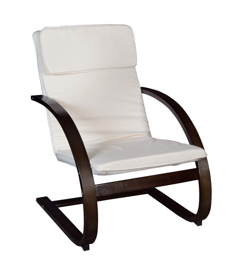 Niche Mia Bentwood Reclining Rocking Chair – Lightweight, Ergonomic & Durable with Washable Cotton Cover, Sturdy Cantilever Frame for Home, Office & Nursery (Mocha Walnut/Beige)