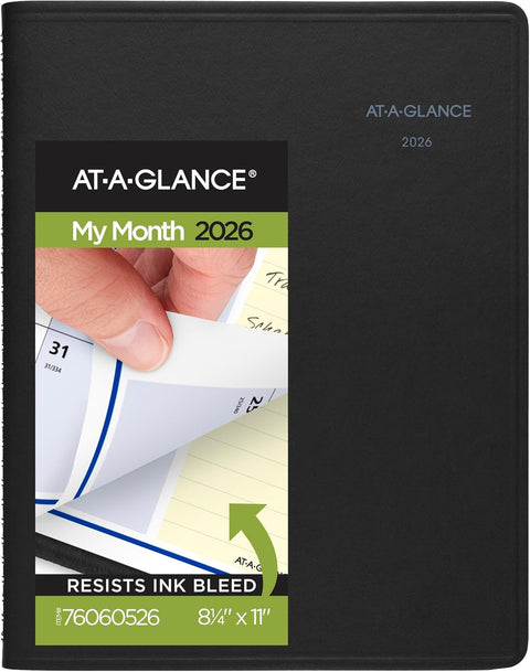 QuickNotes Monthly Planner 11 x 8.25 Black Cover 12-Month (Jan to Dec): 2026