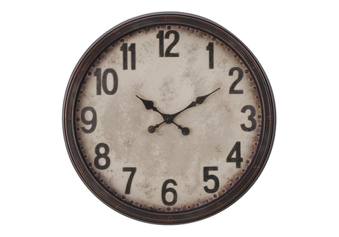 Monarch Specialties I 9054 Clocks, 20" Round, Wall Clock, Antique Brown, Transitional