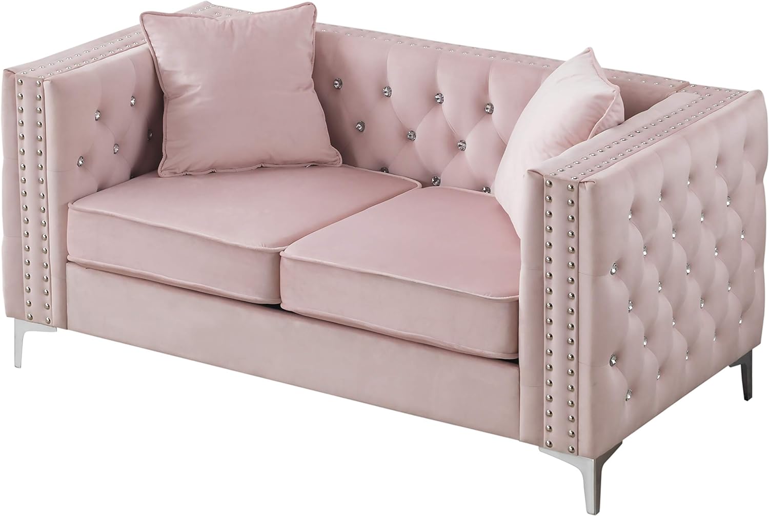 Glory Furniture Paige Velvet Loveseat in Pink