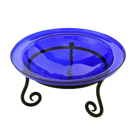 Achla Designs 12 Inch Cobalt Blue Crackle Birdbath with Short Stand
