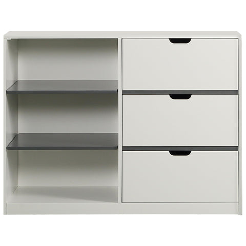 Acme Ratana 3-Drawer Contemporary Wood Cabinet in White/Gray