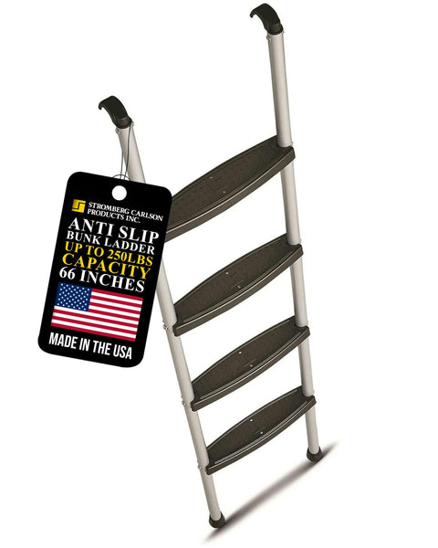 Stromberg Carlson RV Bunk Ladder for Travel Trailers, Camper Stairs with Molded Treads, Includes Hooks & Mounting Hardware, Bunk Bed Ladder, Mobile Home Stairs, Ideal for Dorm Loft – Silver 66"
