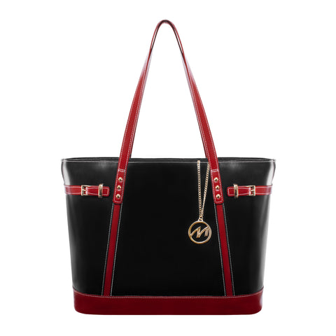 McKlein SERAFINA, Top Grain Cowhide Leather, Ladies' Tote with Tablet Pocket, Black (97565)