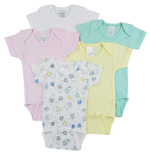 bambini Short Sleeve One Piece 5 Pack - Newborn White