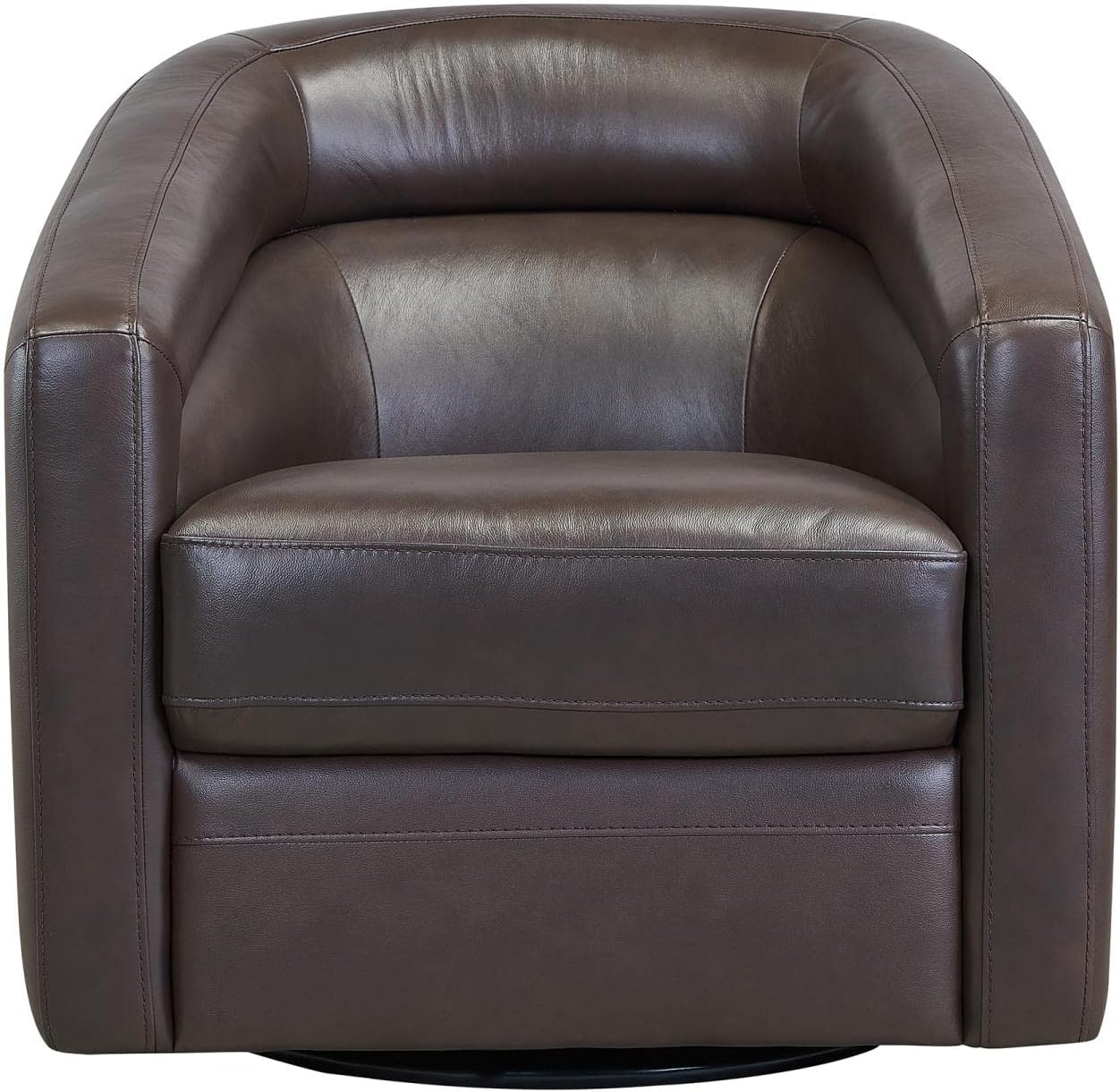 Armen Living Desi Contemporary Swivel Accent Chair in Espresso Genuine Leather