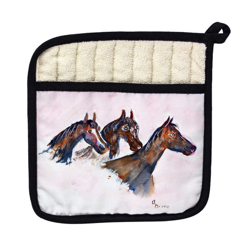 Betsy Drake PT419 Three Horses Pot Holder