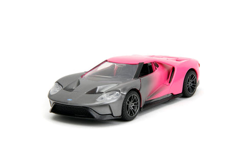 Jada Pink Slips 1:32 W2 2017 Ford GT Die-Cast Car, Toys for Kids and Adults (Silver/Pink)