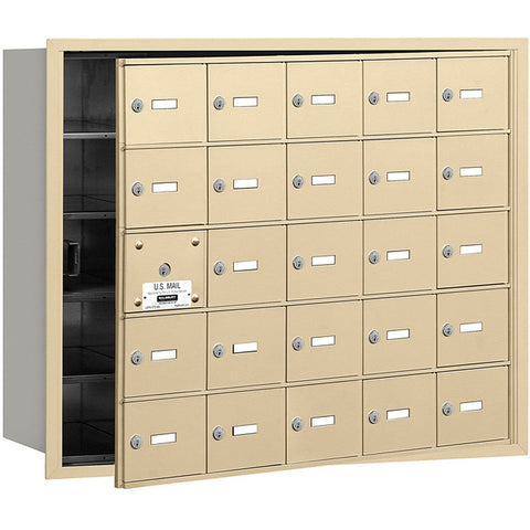 Salsbury Industries 3625SFP 4B Plus Horizontal Mailbox with Master Commercial Lock, 25 A Doors 24 Usable, Front Loading, Private Access, Sandstone