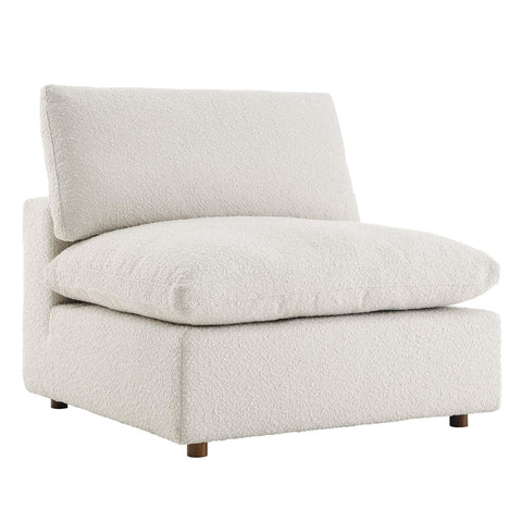 Modway Modular Sofa Commix Down-Filled Overstuffed Boucle Sectional Sofa Armless Chair in Ivory