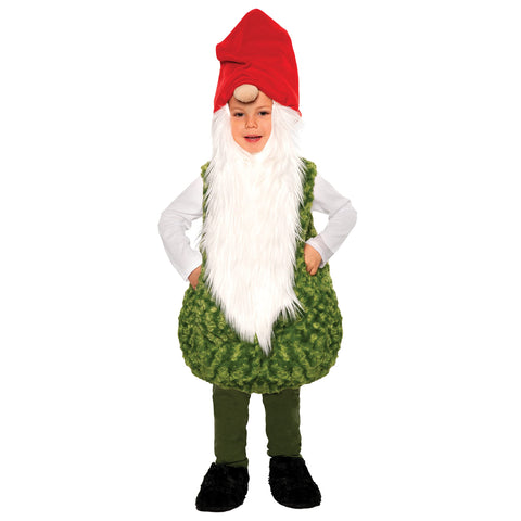 UNDERWRAPS Garden Gnome Belly Baby -Charming Plush Swirl Fur Body & Hat for Kids, White Beard With Red Hat, Plush Gnome Costume for Boys, Large (2-4T)