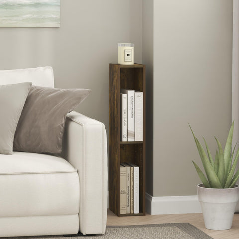 Furinno Fulda Book Shelf, 3-Tier Narrow Bookshelf, Bookcase with 6-in Width Storage Shelf, 9.3 x 5.9 x 31.5, for Living Room, Bedroom, Home Office, Amber Pine