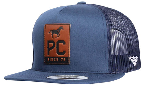 Professional's Choice Professional's Leather Patch Flat Trucker Cap Navy