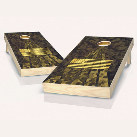 Skip's Garage Armed America Cornhole Set - 2x4 Boards (Corn Filled Bags) - Include Edge Lights + Score Tower