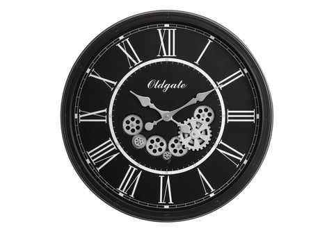 Monarch Specialties I 9032 Clocks, 30" Round, Gear Mechanism, Large Oversized, Wall Clock, Black, Transitional