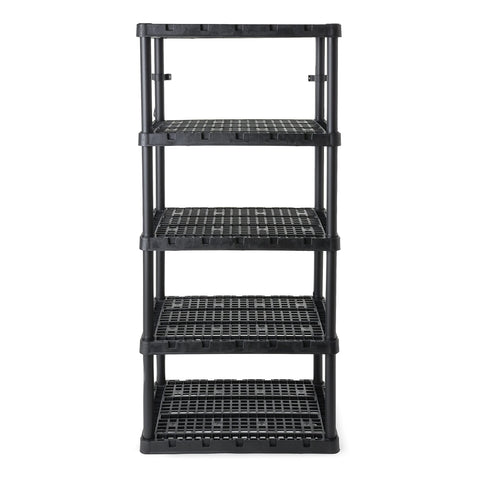 Gracious Living XL Heavy-Duty Storage Shelves, Knect-A-Shelf 5-Shelf Ventilated Storage Shelving Rack for Home Organization, Black