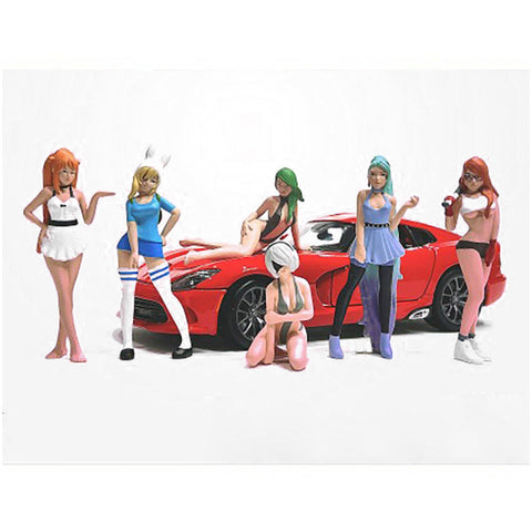 American Diorama Cosplay Girls 6 Piece Figure Set for 1/18 Scale Models