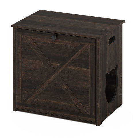 Furinno Peli Small Cat Litter Box Enclosure with Single Door Ebony