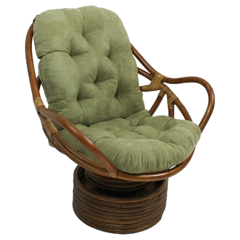 Blazing Needles Solid Microsuede Swivel Rocker Chair Cushion, 48" x 24", Sage Green