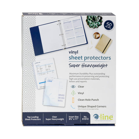 C-Line Top Loading Super Heavyweight Vinyl Sheet Protectors, Non-Glare, 8.5 x 11 Inches, 50 per Box (61013)