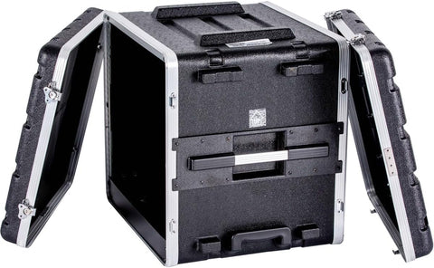 DEEJAY LED TBH10UABSWHEELS Professional Fly Drive Case -10u Space ABS Molded for Tough Durable Interior & Exterior Case For 19-IN Amplifier for Equalizer DJ Effects Unit w/Pull Out Handle & Wheels