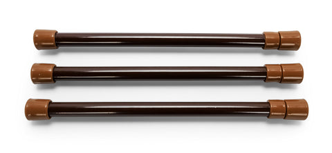 Camco 17" RV Refrigerator Bar - Holds Food and Drinks in Place During Travel and Helps Stop Messy Spills - Spring Loaded and Extends 10-inches to 17-inches - 3 Pack -Brown (44066)