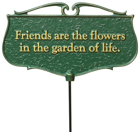 Whitehall Products "Friends are The Flowers..." Garden Poem Sign, Green/Gold