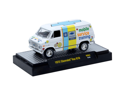 1972 G10 Van Mobile Service Training White with Graphics Limited Edition to 4400 Pieces Worldwide 1/64 Diecast Model Car by M2 31500-HS64