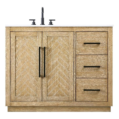 Elegant Kitchen and Bath 42" Single Bathroom Vanity in Linen Oak