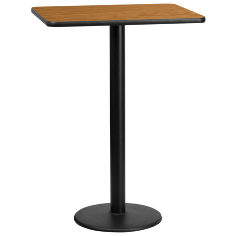 Flash Furniture Stiles 24'' x 30'' Rectangular Natural Laminate Table Top with 18'' Round Bar Height Table Base