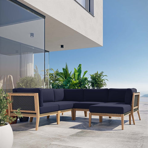 Modway Clearwater, 6-Piece Sectional Sofa, Gray Navy