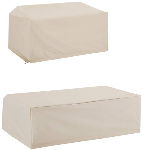 2Pc Outdoor Furniture Cover Set Tan - Loveseat & Coffee Table