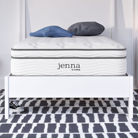 Modway Jenna 10” Innerspring and Memory Foam Twin XL Mattress With Individually Encased Coils, White