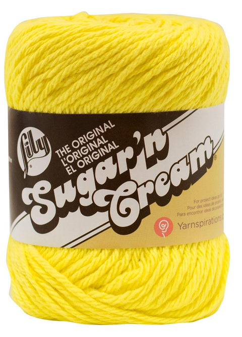 Lily Sugar 'N Cream The Original Solid Yarn, 2.5oz, Medium 4 Gauge, 100% Cotton - Sunshine - Machine Wash & Dry