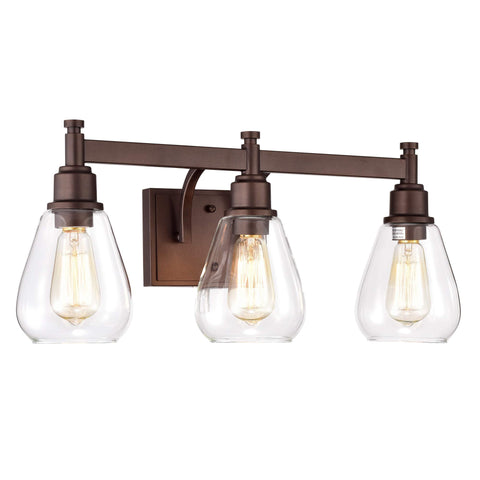 Benjara CH2R117RB23-BL3 Hudson Transitional 3 Light Bath Vanity Fixture 23" Wide, Oil Rubbed Bronze