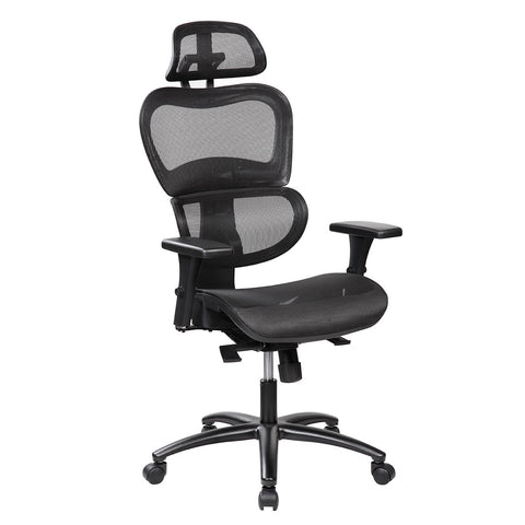 Techni Mobili High Back Mesh Office Executive Chair with Neck Support. Color: Black