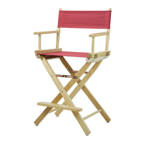 Casual Home 24" Director's Chair Natural Frame with Burgundy Canvas, Counter Height