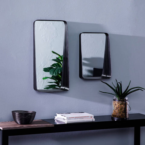 SEI Furniture Amboros Decorative Mirrors w/Shelves – 2pc Set, Black
