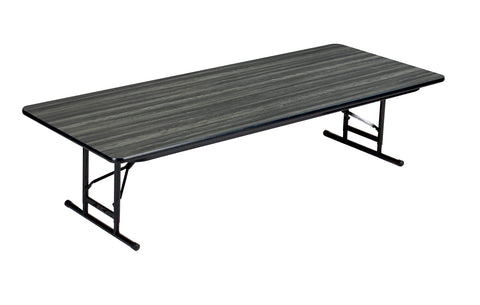 Correll 30"x72" Commercial Adjustable Height Short Folding Table, New England Driftwood HP Laminate Top, Heavy 3/4" Core, USA Made (CFA3072PXS-52)