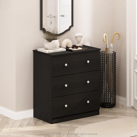 Furinno Frans Simple Design Console Table with 3 Drawers for Entryway Living Room Americano