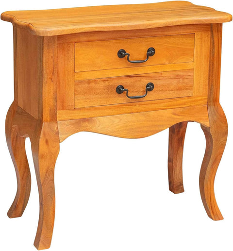 vidaXL Side Table Natural 23.82 x 11.81 x 24.02 in Solid Mahogany Wood, Compact Side Table, Rustic Wood Grain Finish, Functional Accent for Living Room, Bedroom, Handmade Beige
