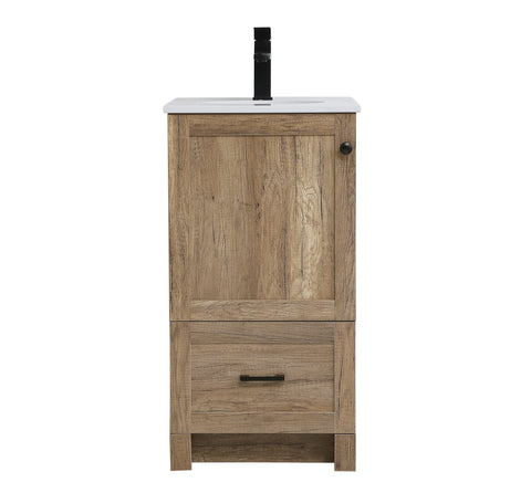 Elegant Decor Soma 18" Steel MDF Stone Single Bathroom Vanity in Natural Oak