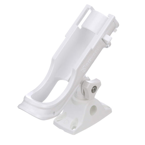 Attwood 5009W4 Heavy-Duty Adjustable Rod Holder, 180-Degree Vertical Adjust, Rapid-Release, White, Bait Casting/Spinning Reels