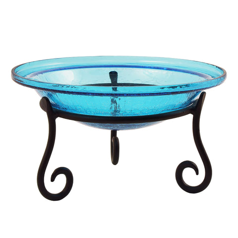 Achla Designs 201-7023 12 Inch Teal Crackle Short Stand Birdbath