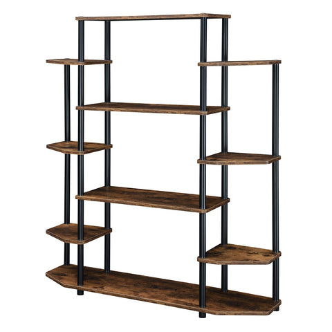 Convenience Concepts Designs2Go No Tools Wall Unit Bookshelf 47.25" - Contemporary Storage Shelves for Display, 10 Spacious Shelves for Modern Living Room, Office, Den, Barnwood/Black